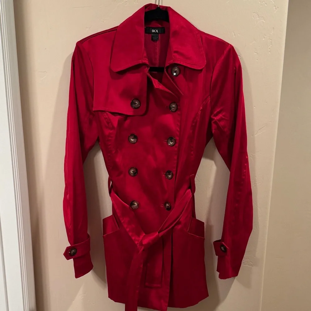 BCX Vibrant Red Trench Coat for Women - Picture 1 of 8
